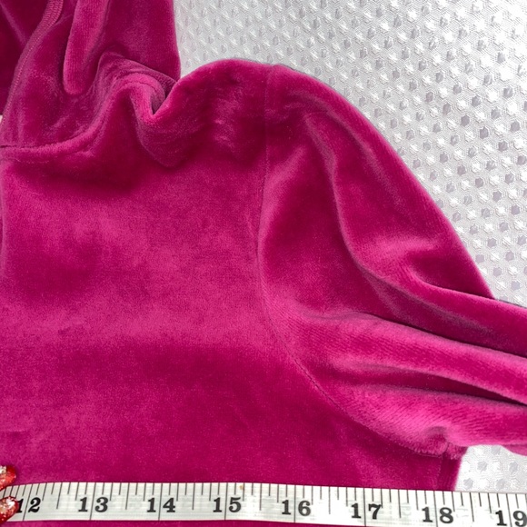 Juicy Couture hot pink fuchsia velour full zip hoodie-size large - Picture 4 of 5